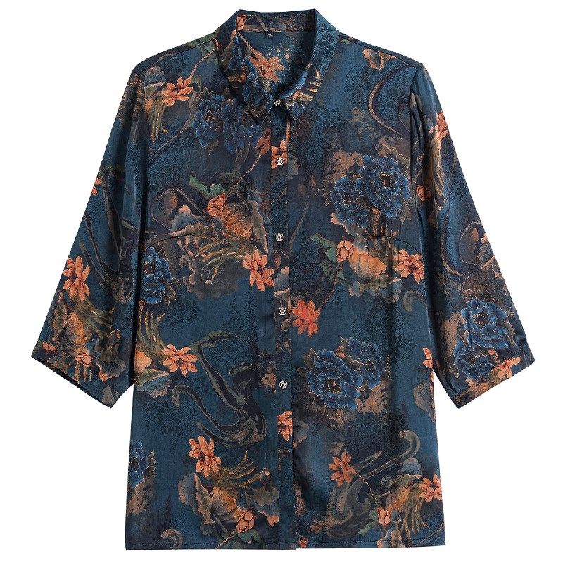 200斤中老年人女装夏季衬衫妈妈装加肥加大码胖太太夏装上衣洋气