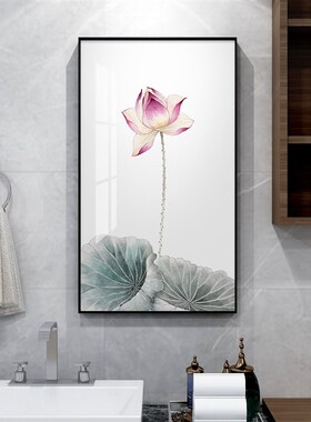 网红新中式浴室门口画防水卫生间挂画洗手间厕所装饰画免钉免打孔