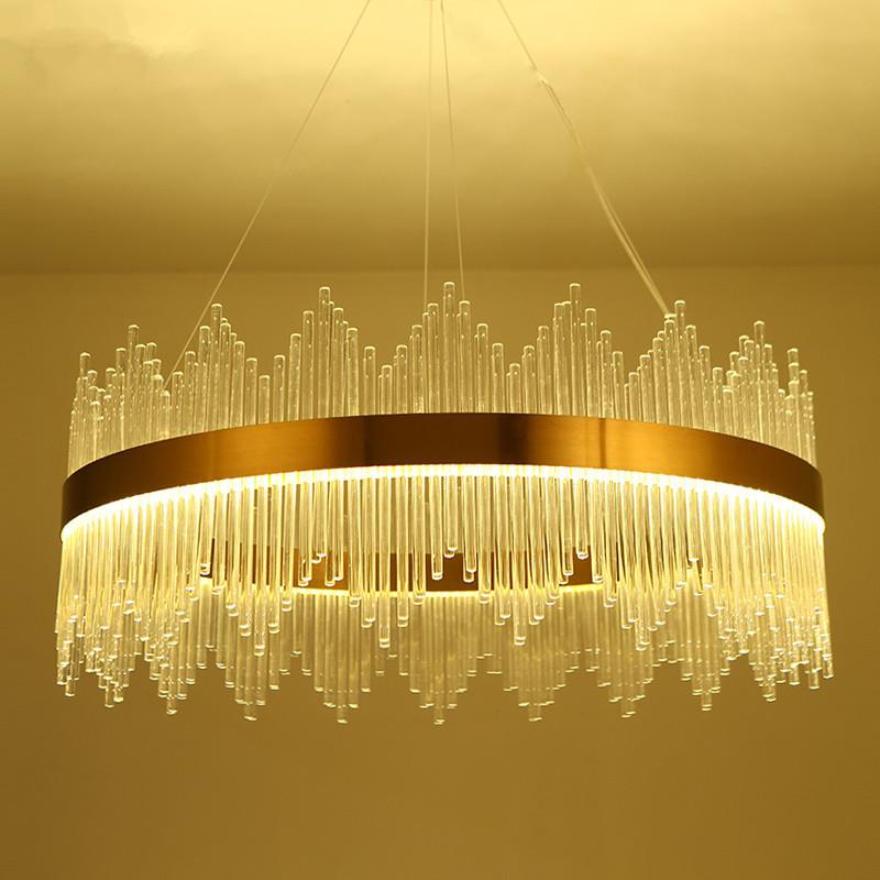 后现代客厅轻奢圆形水晶吊灯现代简约卧室灯餐厅创意水晶灯具