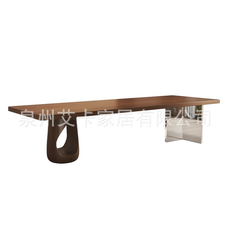 亚克力猫洞悬浮茶桌客厅家用实木茶几大板泡茶桌餐桌一体新中式