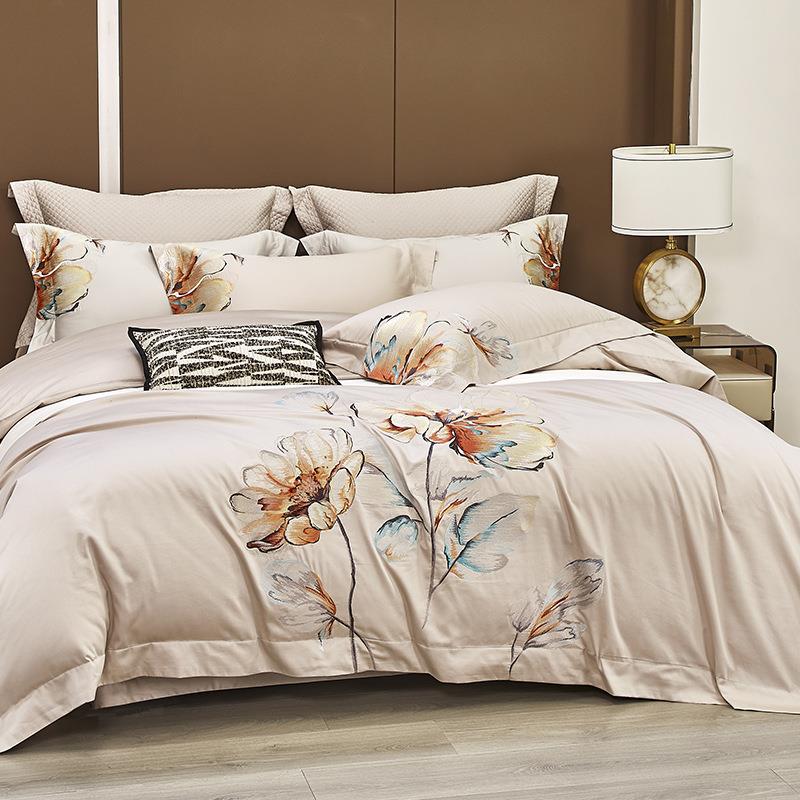 高端浪漫花卉全棉四件套新中式纯棉被套床单唯美时尚主卧床上用品