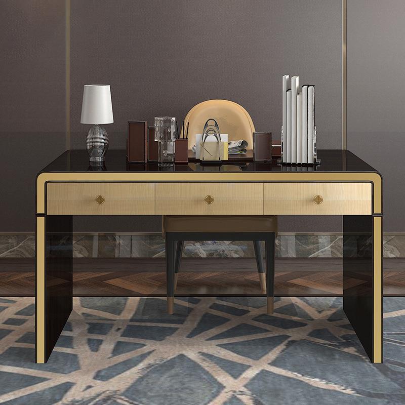 后现代书桌简约高档带抽写字台电脑桌书房家具意式轻奢实木桌