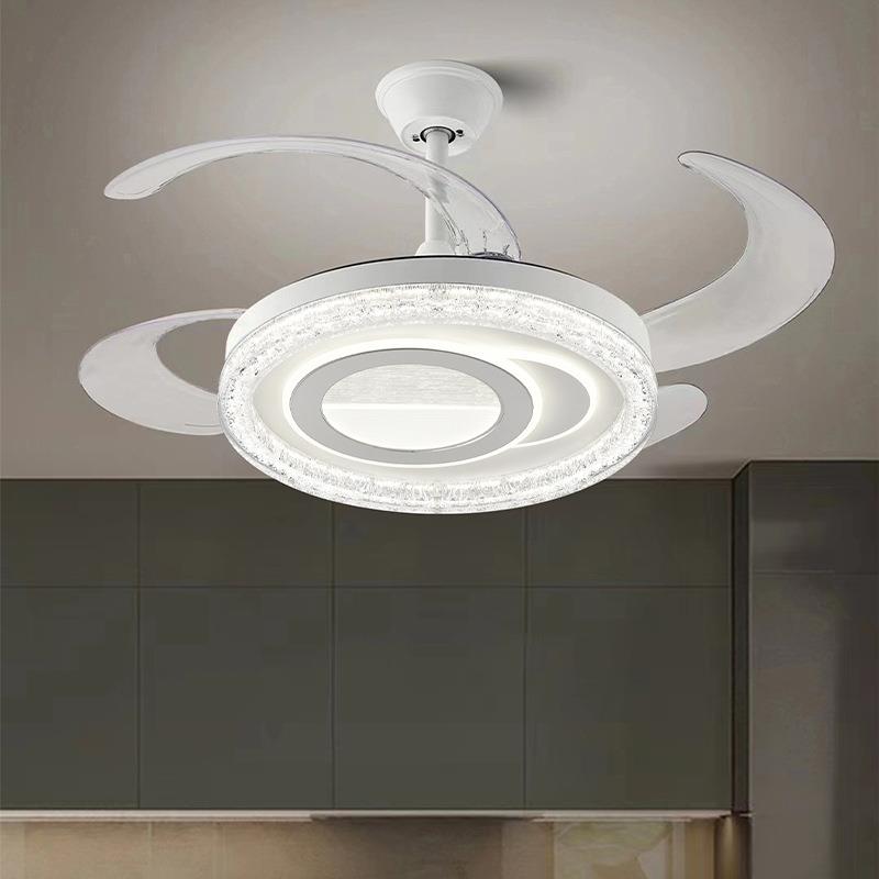 新款现代简约隐形风扇灯客厅餐厅吊扇灯卧室柔风家用智能风扇吊灯