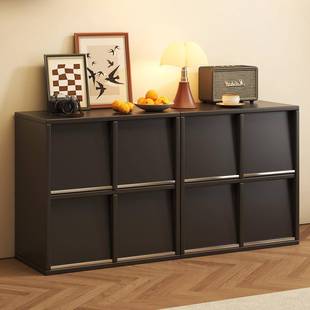 黑色斗柜卧室收纳柜床尾置物柜客厅柜子靠墙收纳柜皮埃尔柜八斗柜