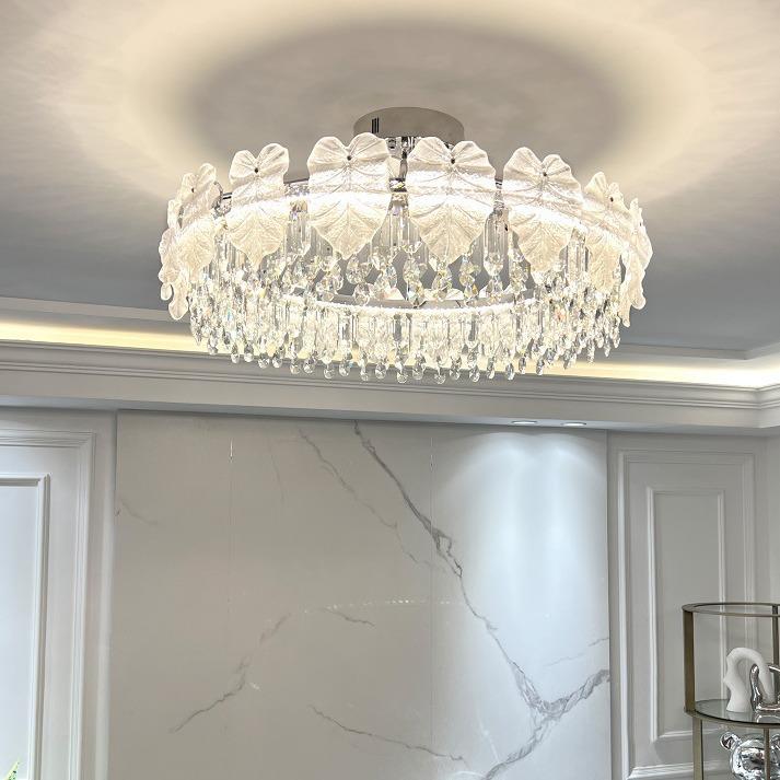 简约现代客厅水晶灯法式奶油风护眼卧室餐厅吸顶房间灯新款网红灯