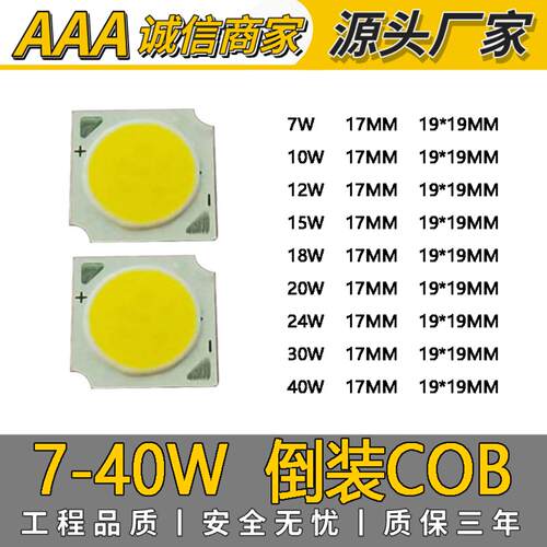 供应cob灯板大功率1919COB大功率灯珠 7W-40wCOB光源 倒装COB灯珠
