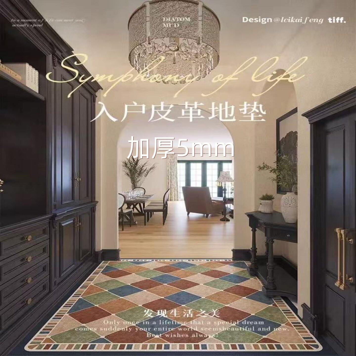 美式轻奢皮革入户地垫免洗可擦