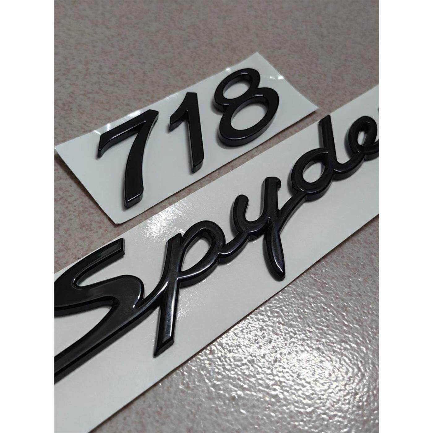 适用于保时捷718Spyder车标918字标后尾标志车贴改装黑色英文车标