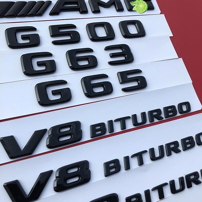 适用奔驰G改装G500车标g63字标AMG车贴65后尾标V8biturbo侧标标贴