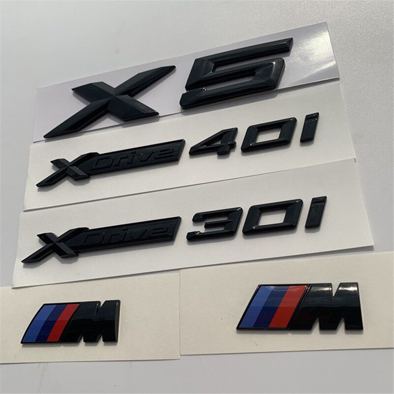 适用于新款宝马X5字标车尾标志XDrive30i改装40i排量标志贴黑色M