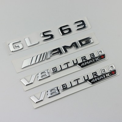 适用奔驰GLS63字标AMG改装车标尾标V8BITURBO叶子板Benz侧标