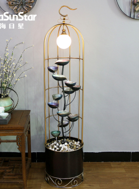 创意新中式招财流水 客厅沙发边电视柜旁落地 家庭装饰品家居摆件