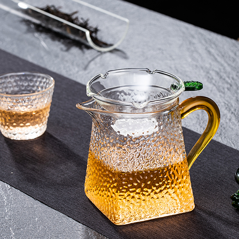 公道杯玻璃加厚耐热高档分茶杯茶漏套装茶具茶滤日式高级锤纹公杯