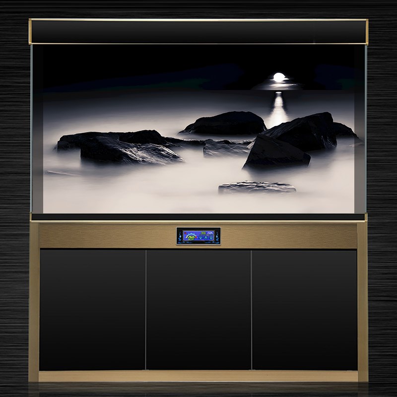 鱼缸贴纸背景黑色背景纸高清背景图造景画免胶自粘静电贴背景纸画