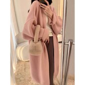 毛衣毛衫 2024秋装 针织开衫 外套女宽松针织上衣V领中长款 新款 长款