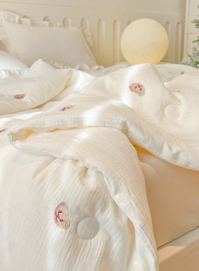 柔软A类全棉双层皱皱纱夏被春秋单双人大豆被150x200cm儿童夏凉被