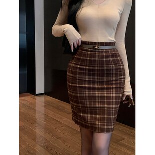 愉悦愉悦波点高腰包臀半身裙女秋季性感气质显瘦高级感中长款裙子