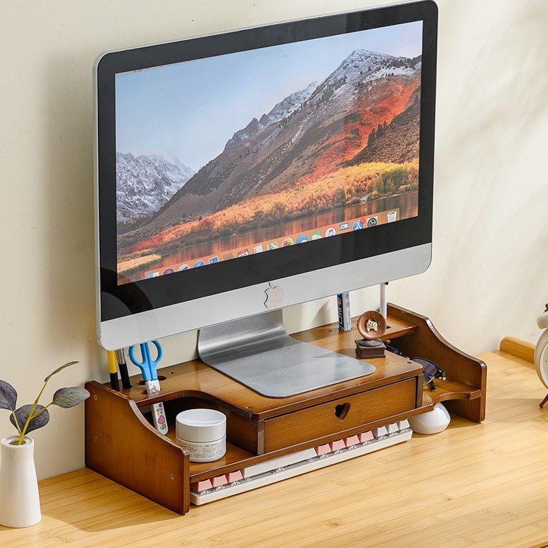 电脑显示器增高架办公室桌面收纳盒置物架子台式屏幕底座支架抬高
