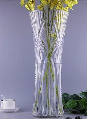 特大号花瓶玻璃透明大口径高50cm插花大号客厅摆件水培富贵竹落地