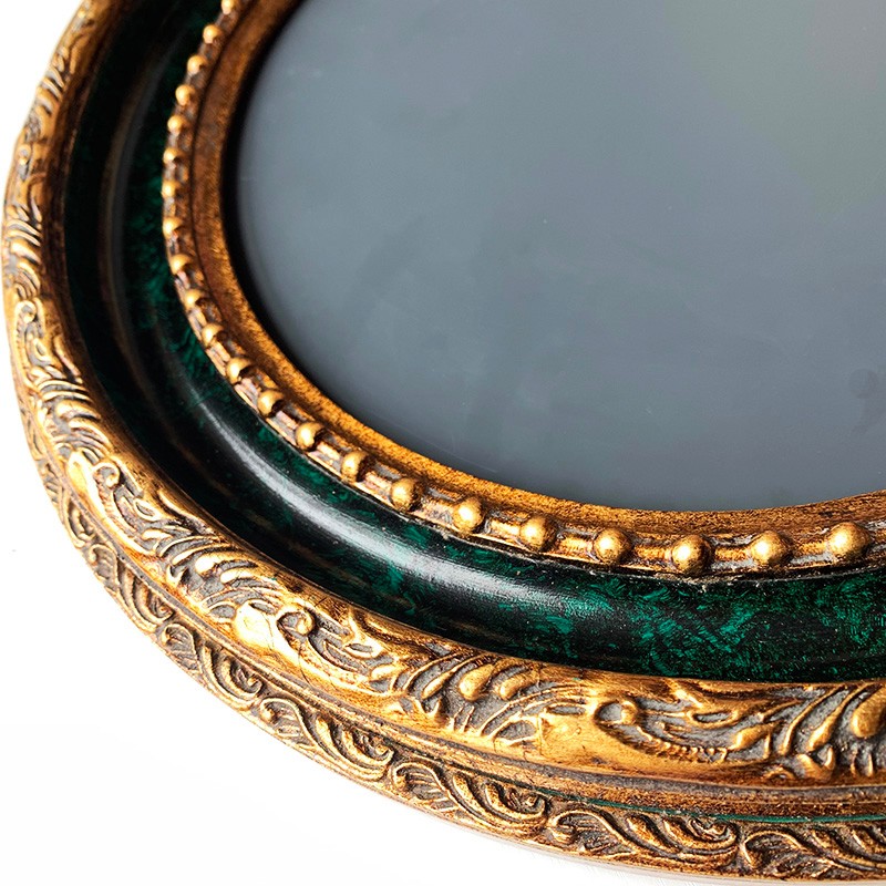 圆形油画框装裱  椭圆形画框 相框绿色圆框 框宽度7cm 厚度4cm