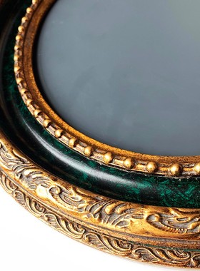 圆形油画框装裱  椭圆形画框 相框绿色圆框 框宽度7cm 厚度4cm