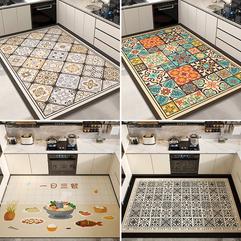 厨房专用地垫防滑防油可擦免洗pvc脚垫新款防水防脏垫子整铺地毯