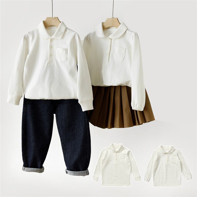 校服 儿童纯棉珠地POLO衫男女童长袖打底衫 中大童山东网店童装,童装/婴儿装/亲子装,T恤,淘宝优惠券,粉丝福利购,淘宝优惠卷