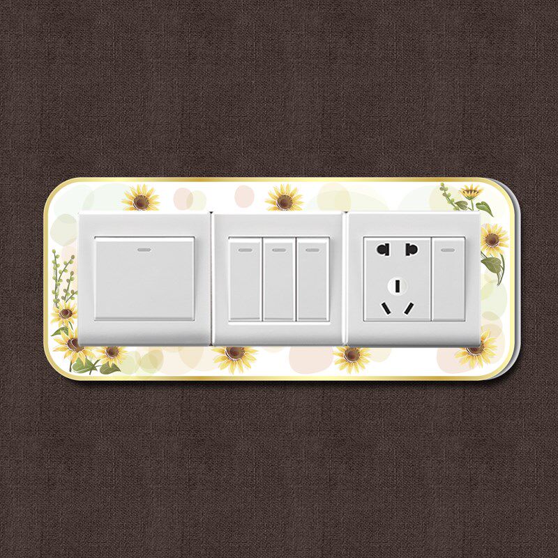 可爱素雅风开关贴双开三联3d立体亚克力遮丑遮挡装饰贴插座边框套