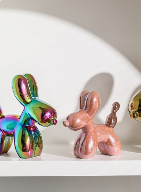 北欧轻奢创意电镀气球狗客厅家居电视柜茶几装饰桌面小摆件高级感