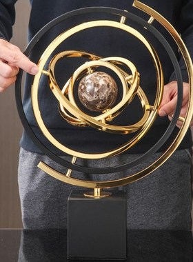 轻奢摆件客厅酒柜玄关领导办公室桌面家居装饰品创意地球仪科技感