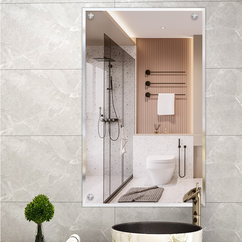 定制四角打孔安装玻璃镜子挂墙壁挂浴室化妆镜厕所卫生间酒店包邮