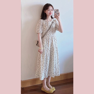 小个子高级感白色碎花连衣裙女夏季新款法式收腰显瘦显高绣花长裙