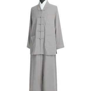 男女款 高档泥料僧衣出家人小褂比丘尼短褂浅灰色僧服 僧服套装 冬季