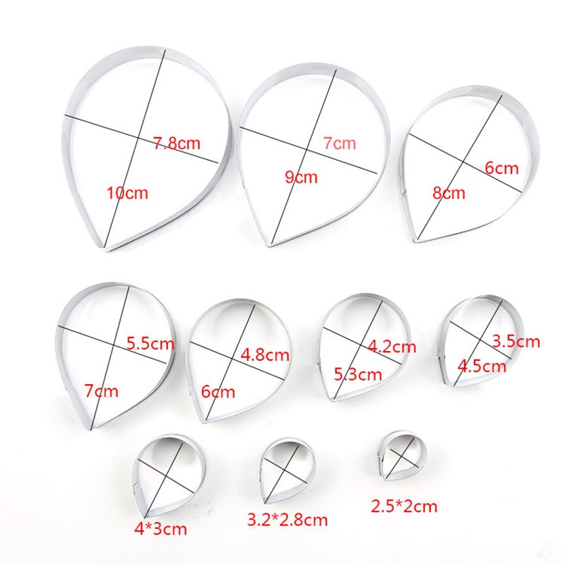 不锈钢玫瑰花花瓣翻糖造型模具套装 瘦水滴翻糖切模蛋糕烘焙模具