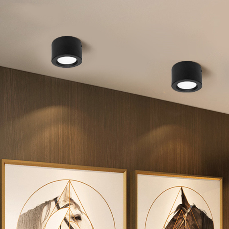 LED圆形明装筒灯商用吸顶吊线式免开孔6W12W玄关过道商场天花灯具