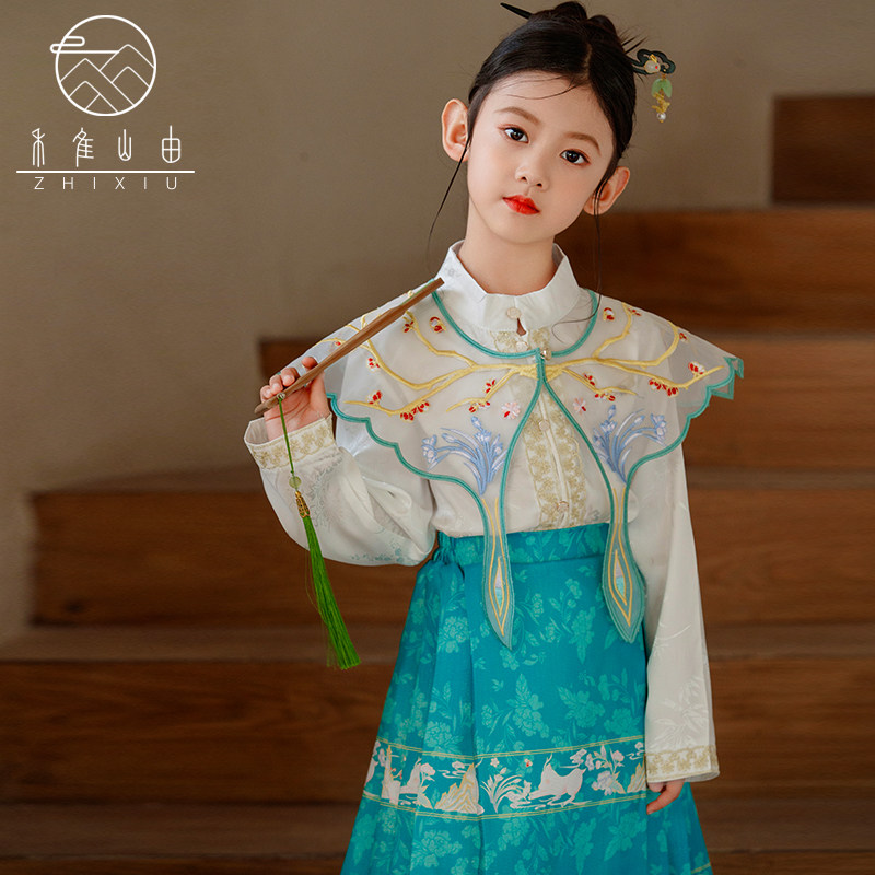 女童马面裙汉服2023秋装新中式童装小女孩中国风唐装儿童表演古装
