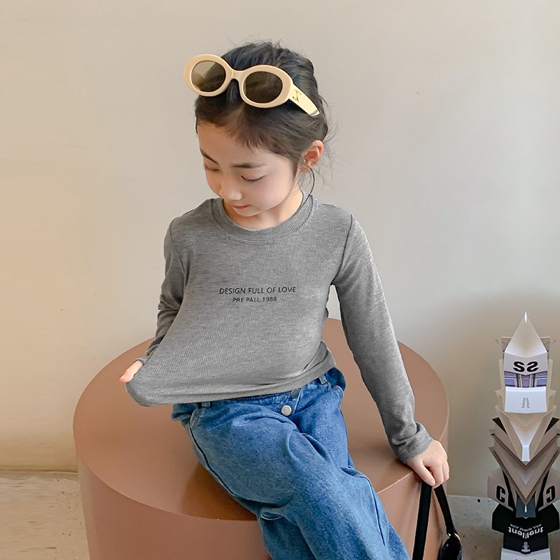 女童打底衫春秋2024新款儿童长袖t恤纯棉小女孩白色洋气上衣夏装