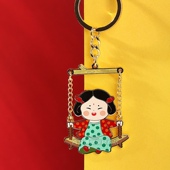 西安博物院文创陕西博物馆卡通唐小西钥匙扣合金挂饰创意礼物挂件