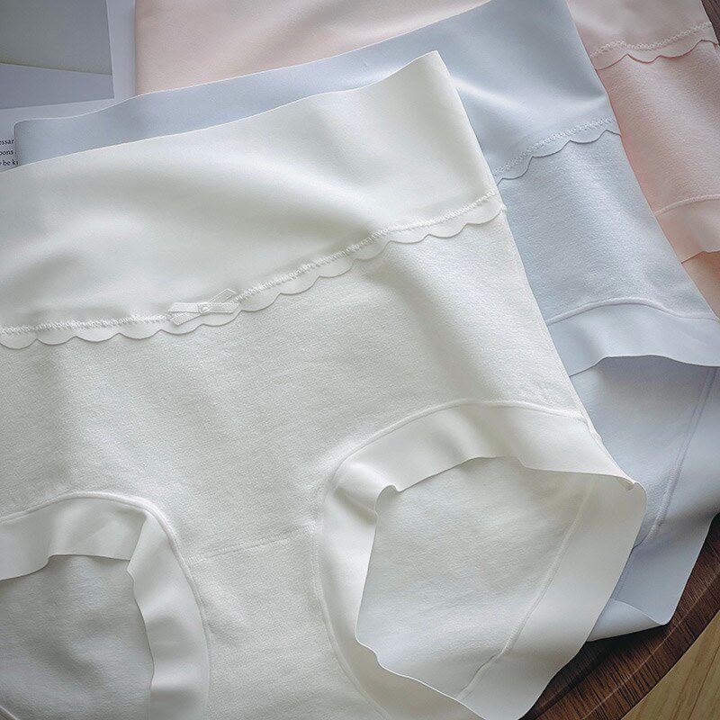 白色高腰内裤女士纯棉无痕抗菌全棉裆女生三角短裤剖腹产2024新款