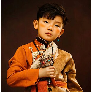 新款儿童摄影服装男童女童民族演出服藏袍主题影楼艺术照拍照道具