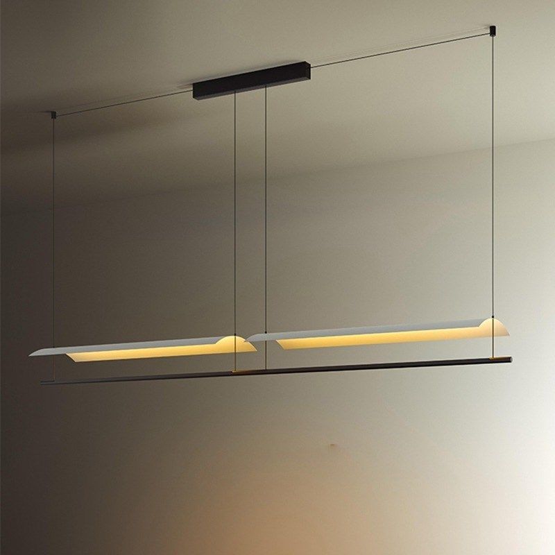 设计师餐厅吊灯日式侘寂风茶室餐桌吧台极简装饰一字办公室长条灯