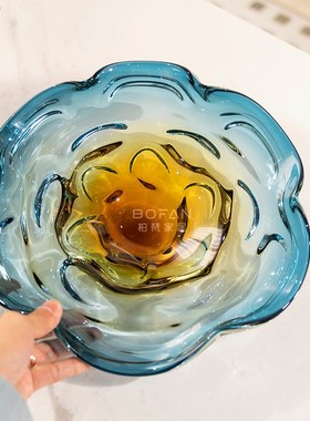 柏梵轻奢琉璃水果盘客厅茶几摆件艺术样板间餐桌收纳桌面装饰摆设