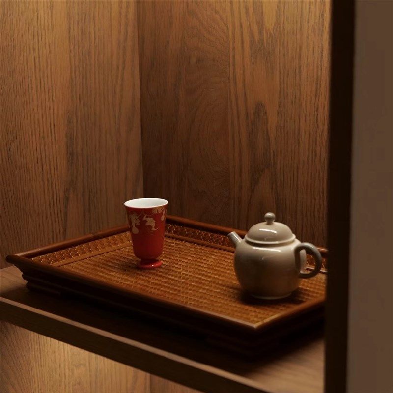 吕氏竹匠竹编大漆茶盘茶具收纳盘干泡茶托盘竹制托盘便携功夫茶台,特色手工艺,竹编/竹雕,淘宝优惠券,粉丝福利购,淘宝优惠卷