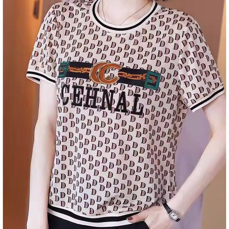 新款胖mm短袖t恤大码中老年妈妈夏装宽松显瘦百搭遮肚洋气上衣女