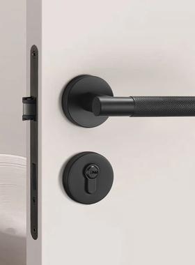 卧室门锁室内木门锁美式分体锁具磁吸静音简约门把手灰黑色房门锁