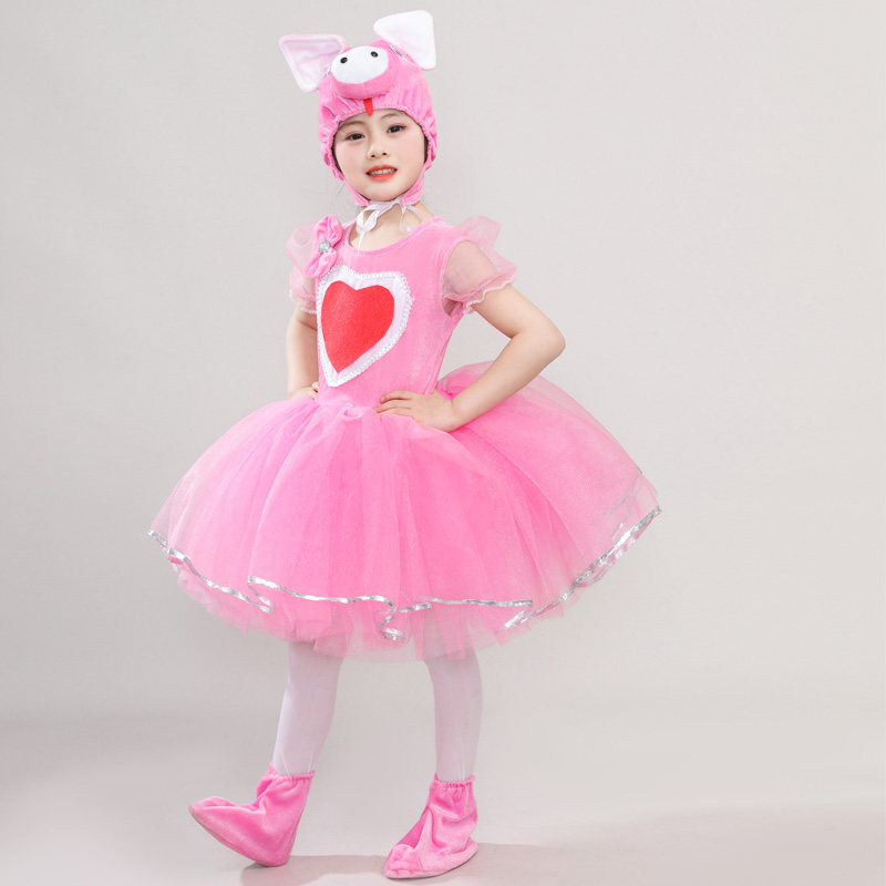 儿童小猪表演服三只小猪演出服幼儿连体可爱动物造型衣服舞蹈纱裙