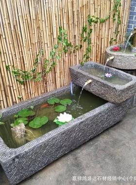 厂家石院头水槽养鱼庭院景观石槽ISP池流水件庭水景造景装饰老石