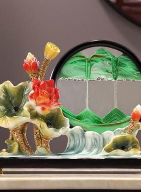 荷花鱼新中式装沙画沙漏UXV客厅玄关隔断饰品摆件乔流婚迁新居结