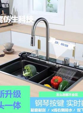 套厨房66525厚网红飞雨瀑布龙雨槽水洗菜盆全套一整数特显多功能