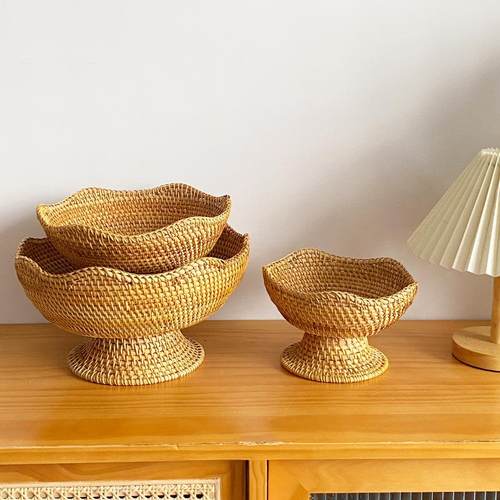 工高藤编水果篮手编织早无品牌/餐日式面包篮馒头工筐客厅家手用